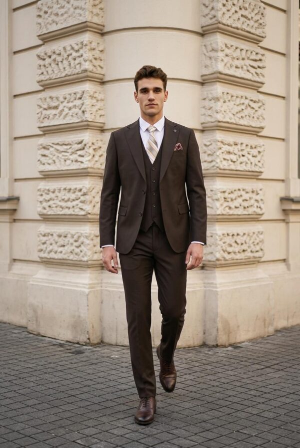 Costum maro elegant cu vestă