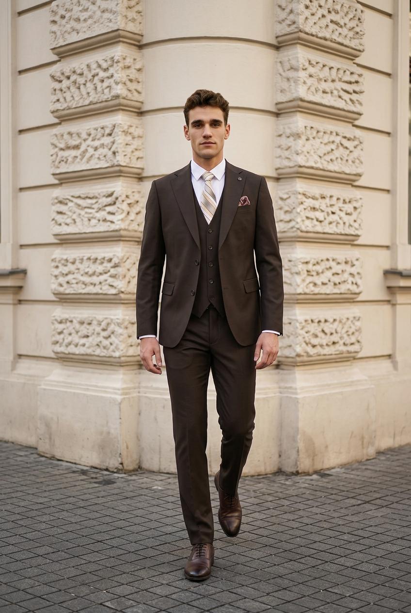 Costum maro elegant cu vestă